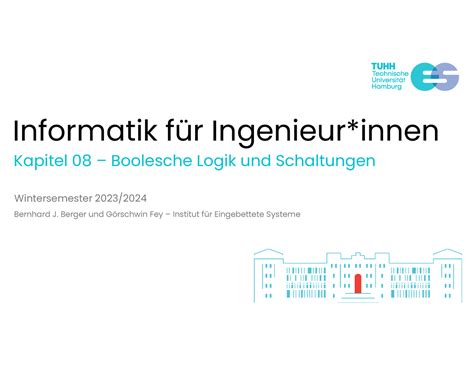 Thema Logik und Schaltungen Informatik für Ingenieur innen