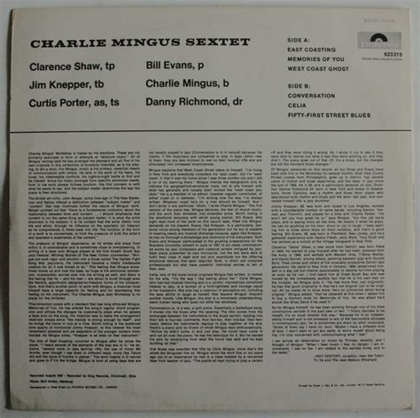 Charlie Mingus Charlie Mingus Sextet LP Twelve Inches And Single