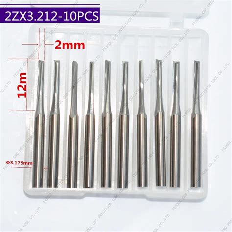 3 175mm 2 0mm 12mm 10pcs Free Shipping 2 Straight Flutes Bit CNC