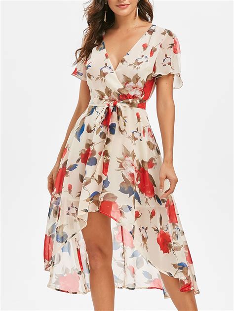 50 Off High Low Floral Print Midi Dress Rosegal