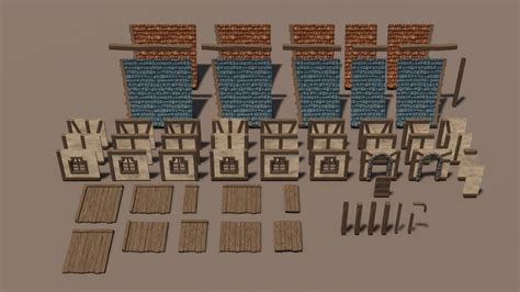 3d Model Stylized Medieval House Modular Pack Standard Vr Ar Low