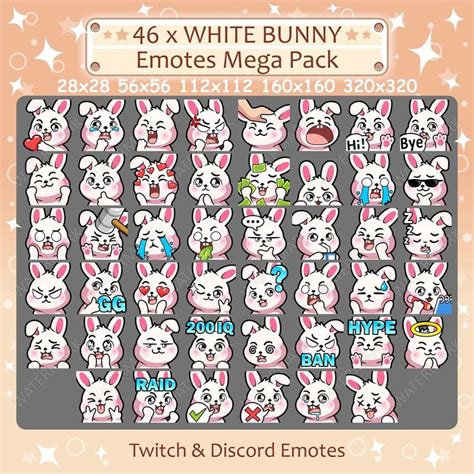 White Bunny Emotes X 46 For Twitch And Discord Emote White Rabbit Twitch