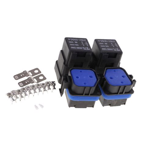 2 Packs 12V 40A 4 Pin Relay and Relay Holder Socket Integrated with ...