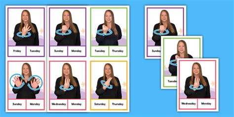 ASL Days Of The Week Clip Cards Teacher Made Twinkl