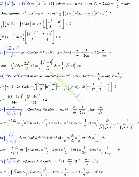 Integraci N Por Sustituci N Basica Ejercicios Resueltos Pdf