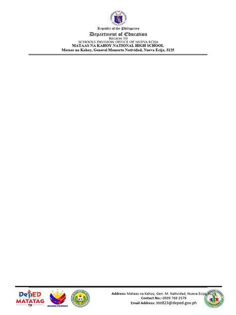 Blank Matatag Document Pdf