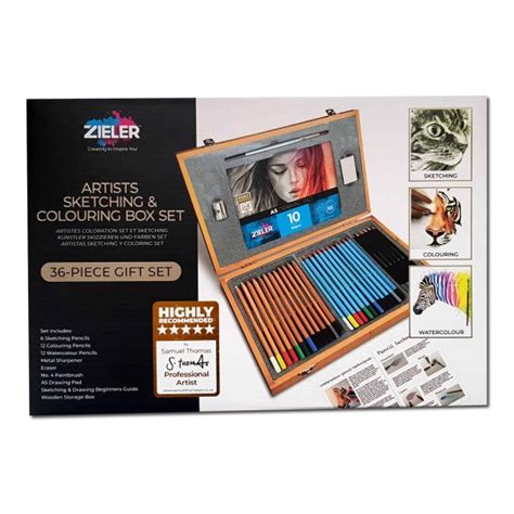 Artist Sketching And Colouring Pencil Set 36 Piece Zieler