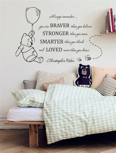 You Are Braver Than You Believe Pooh Quote Decal Wall Decal Etsy