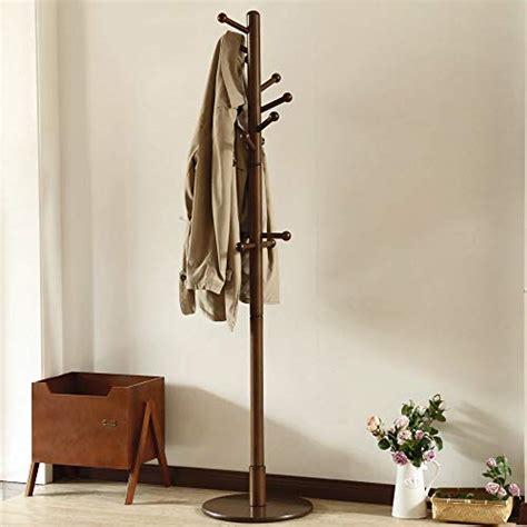 Vlush Sturdy Wooden Coat Rack Stand Entryway Hall Tree Coat Tree