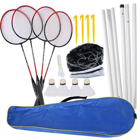 ZESTAW BADMINTON 4 RAKIETY SIATKA LOTKI TORBA ERLI Pl