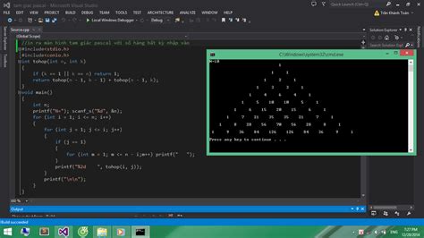in ra màn hình tam giác pascal - bài tập c ~ Lập Trình 321