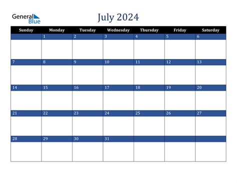 Printable July Calendar 2024 Excel Amie Lenore