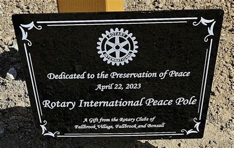 Peace Pole Dedication Rotary Club Of Fallbrook Village