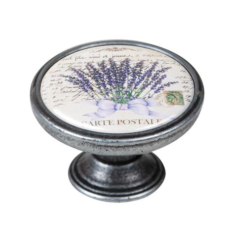 Bouton De Meuble Rond Lavande Zamak Multicouleur Vieilli Diam Mm