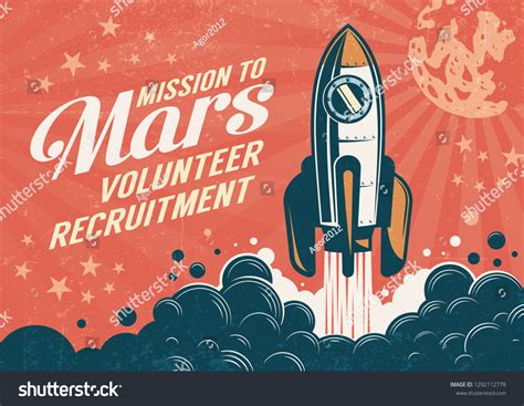 Mission Mars Poster Retro Vintage Style Stock Vector (Royalty Free ...