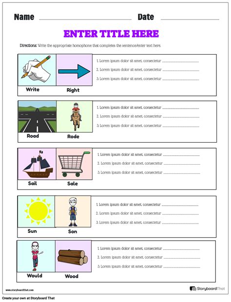 Correct Homophone Worksheets القصة المصورة من قبل templates