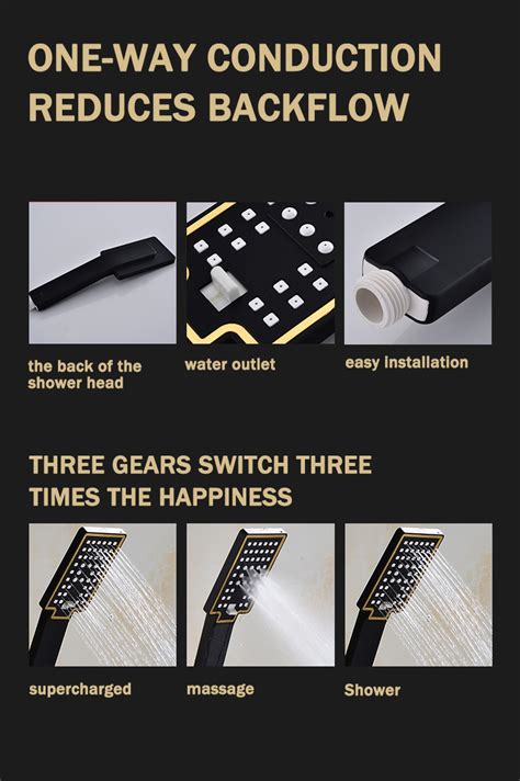 FARIDA In Black Gold Shower Set With Faucet High Pressure Hot And Cold Shower Set Bathroom