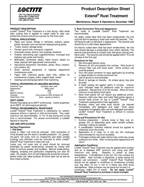 Loctite 37556 Yes Product Description Sheet Rocky Hill Ct 06067