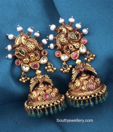 Antique Gold Nakshi Jhumkas Indian Jewellery Designs