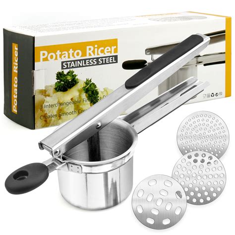 Potato Ricer Heavy Duty Potato Masher With 3 Interchangeable Discs