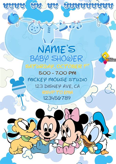 Printable Mickey Mouse Baby Shower Invitation Personalized Etsy