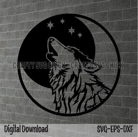 Wolf Howling Svg Wolf Moon Svg Wolf Howling Eps Wolf Moon Eps Wolf Howling Dxf Wolf Moon