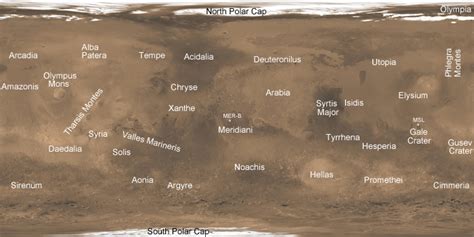 Mars Regions The Planetary Society