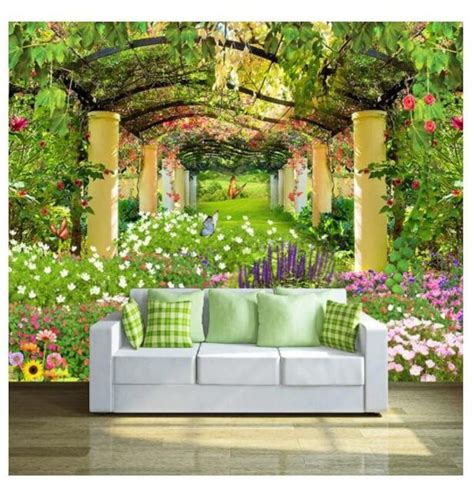 3d Pastoral Garden Flower Wallpaper Wall Mural Home Decor Etsy