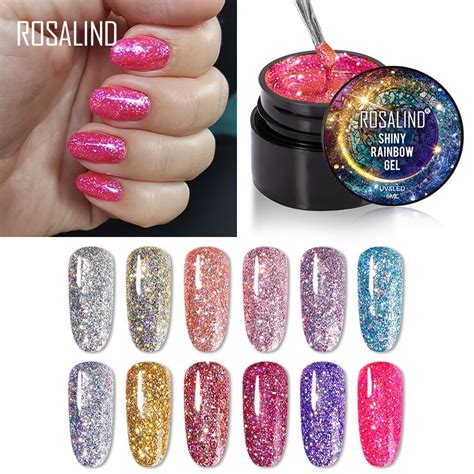 Jual Rosalind Shiny Rainbow Gel Ml Shiny Diamond Gel Glitter Uv Nail