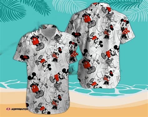 Disney Mickey Mouse Floral Aloha Hawaiian Shirt M Homefavo