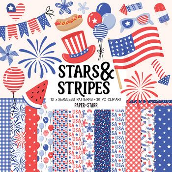 Th Of July Digital Paper And Clipart By Paper Starr Tpt