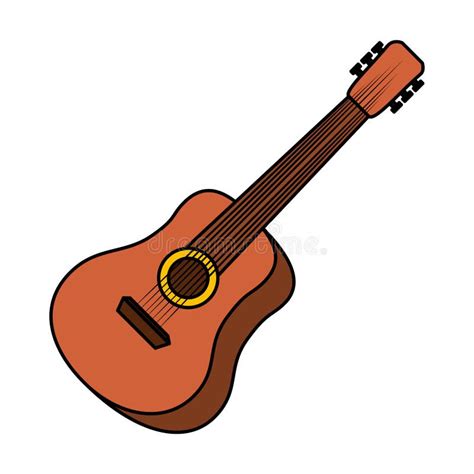 Guitarra Acústica Con Las Notas Musicales Stock de ilustración