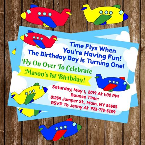 Airplane Birthday Party Invitation Plus 3 Free Airplane Etsy Airplane Birthday Party