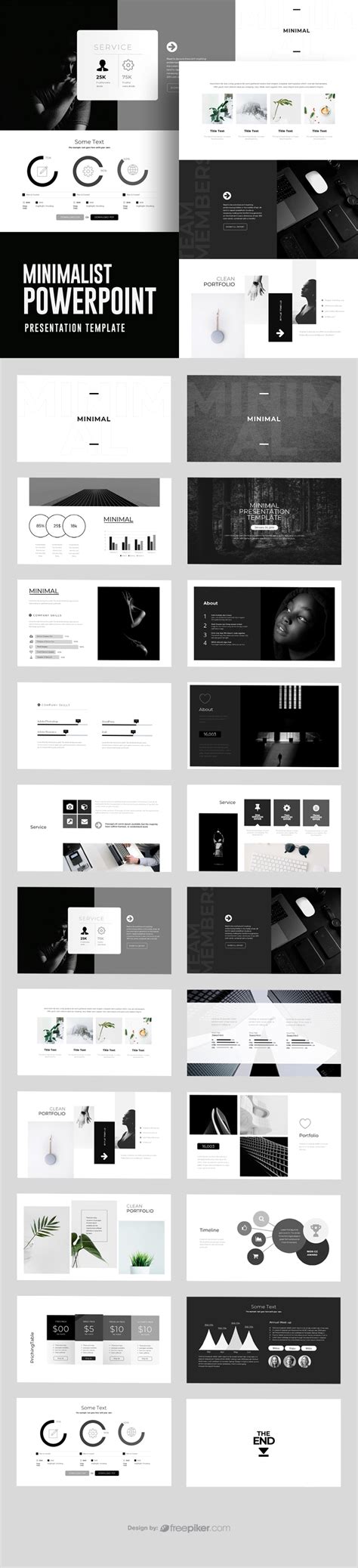 Freepiker | minimalist black white powerpoint template