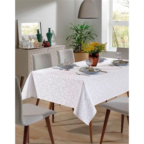 Toalha De Mesa Jacquard Requinte Floral Branca Quadrada