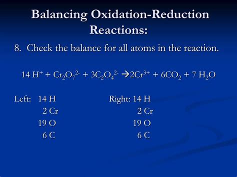 Ppt Balancing Oxidation Reduction Reactions Powerpoint Presentation