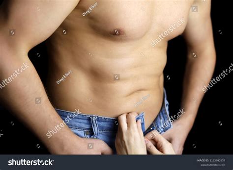 Muscular Man Naked Torso Woman Unbuttoning Stock Photo Edit Now Shutterstock