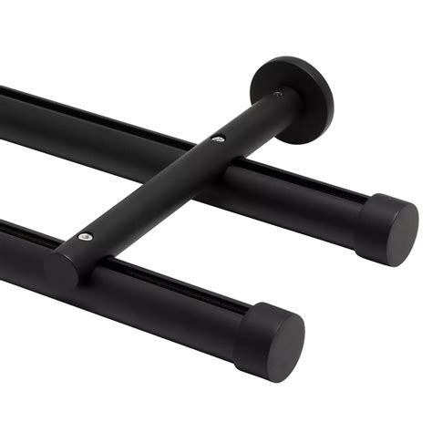 Double Rod Wall Mount H-Rail Curtain Track Matte Black Curtain Rods