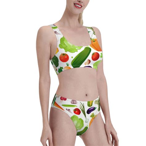 Picia Vegetables Women S High Waisted Bikini Scoop Neck Swimsuit Two