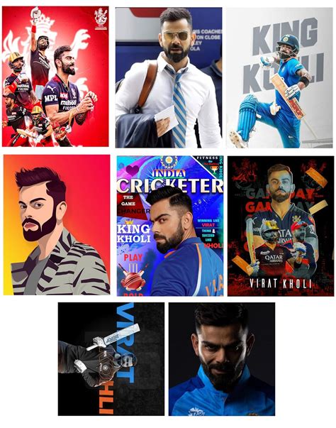 Virat Kohli Poster Set Of 8 12x8 Inch Cricketers Posters Rcb