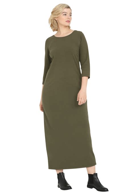 Ellos Ellos Womens Plus Size 3 4 Sleeve Knit Maxi Dress Dress