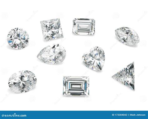 Diamond Shapes On White Background Fancy Polished Diamond Shapes