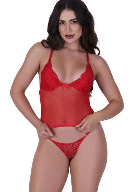 Conjunto Perigosa Tule Vermelho Concept Lingerie Vermelho Concept