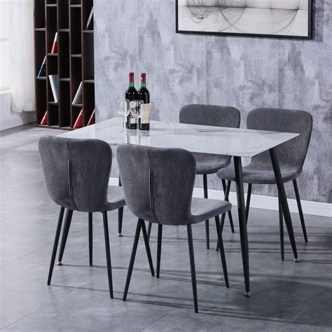 Goldfan White Marble Dining Table And Chairs Set India Ubuy