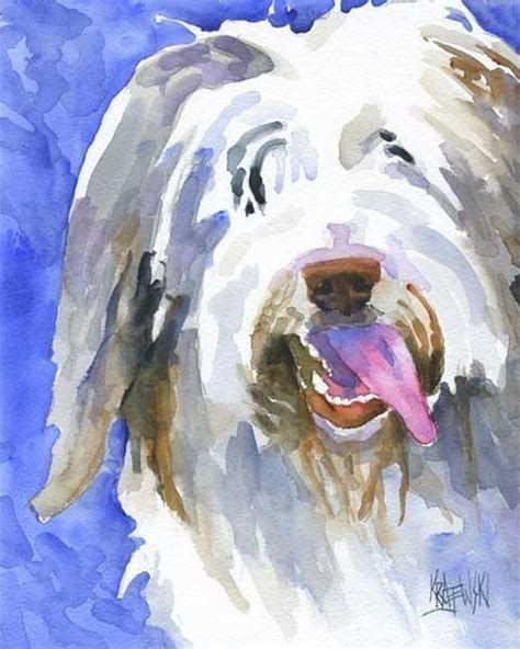 Bearded Collie Art Print Of Original Watercolor Painting 8x10 Etsy