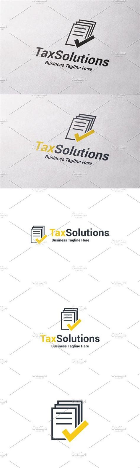 The Logo For Tax Solution Is Shown In Three Different Colors And Font