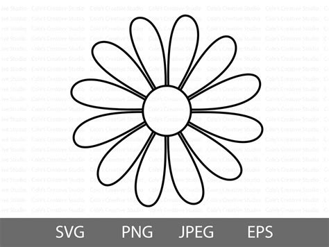 Daisy Svg, Simple Daisy Outline, Daisy Outline Svg, Wildflower SVG, Daisy Flower Svg, Daisy ...