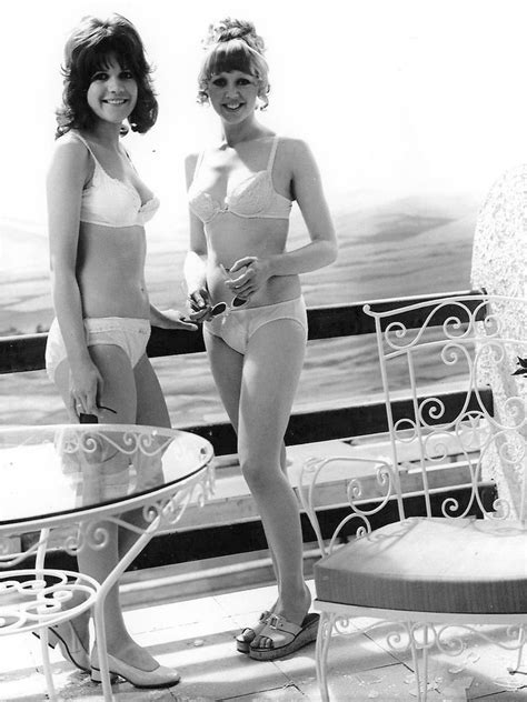 Sally Geeson And Carol Hawkins During Filming Of Carry On Abroad 1972 Sally Geeson Judy