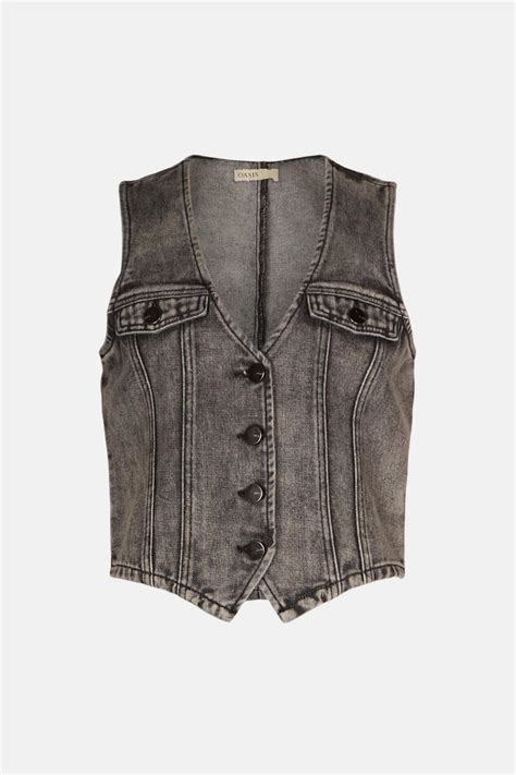 Jackets And Coats Fitted Denim Waistcoat Oasis