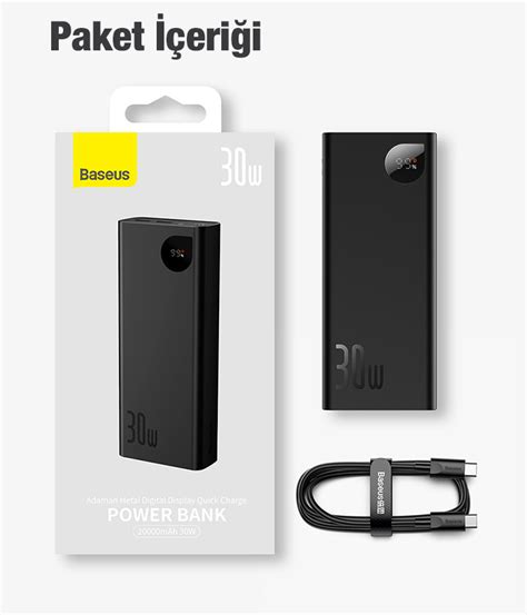 Baseus Adaman 30W PD Dijital Göstergeli 20000mAh Hızlı Şarj Metal Powerbank